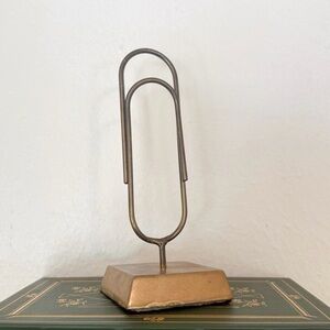 Vintage Decor Fritz Brass Oversized Paperclip Desk Paperweight Shelf MCM 7.5"